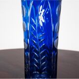 Blue crystal vase, Poland, 1960s