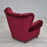 1960s, Danish relax armchair, original condition, red furniture velour.