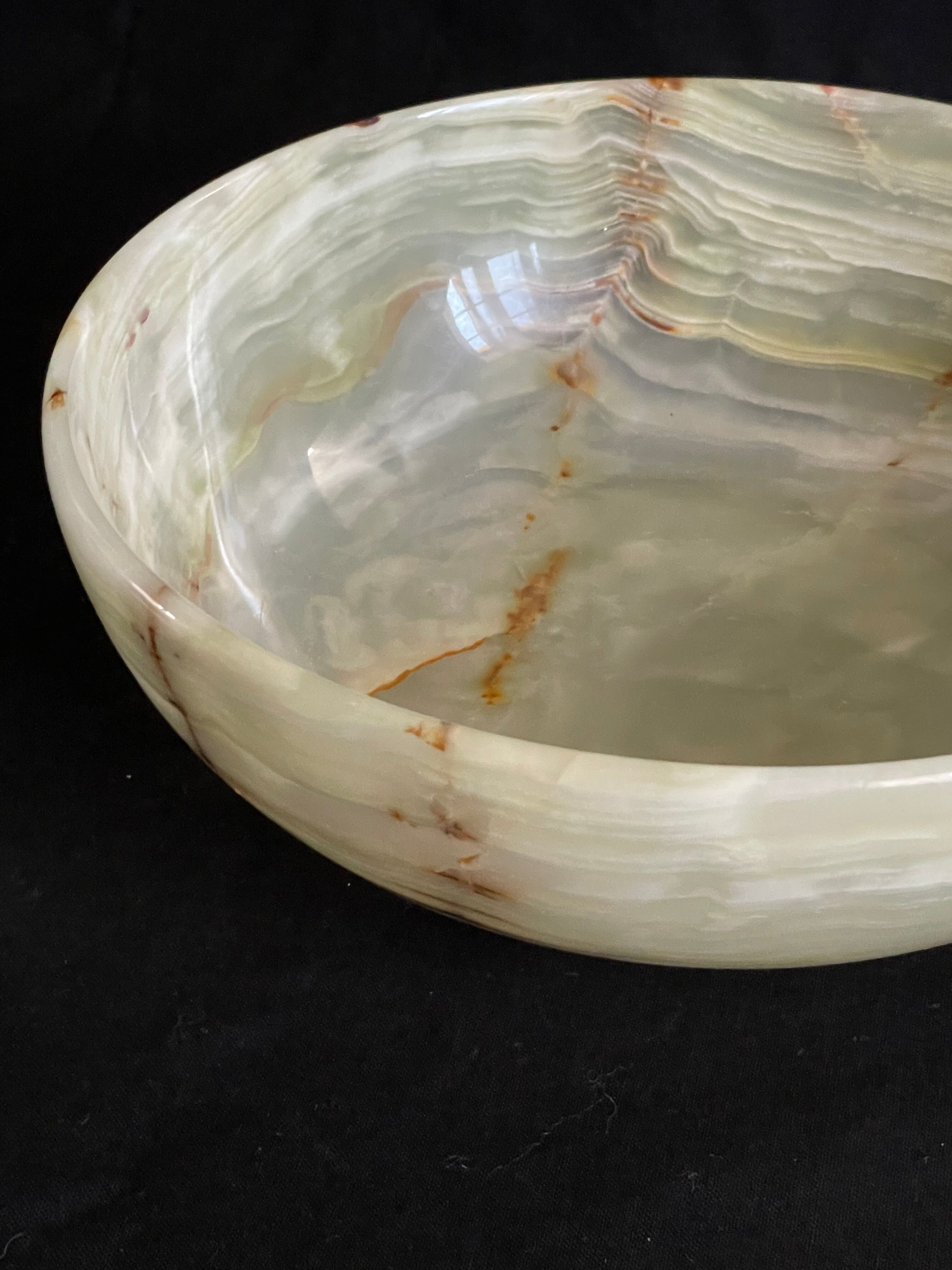 Large vintage hand-carved onyx bowl