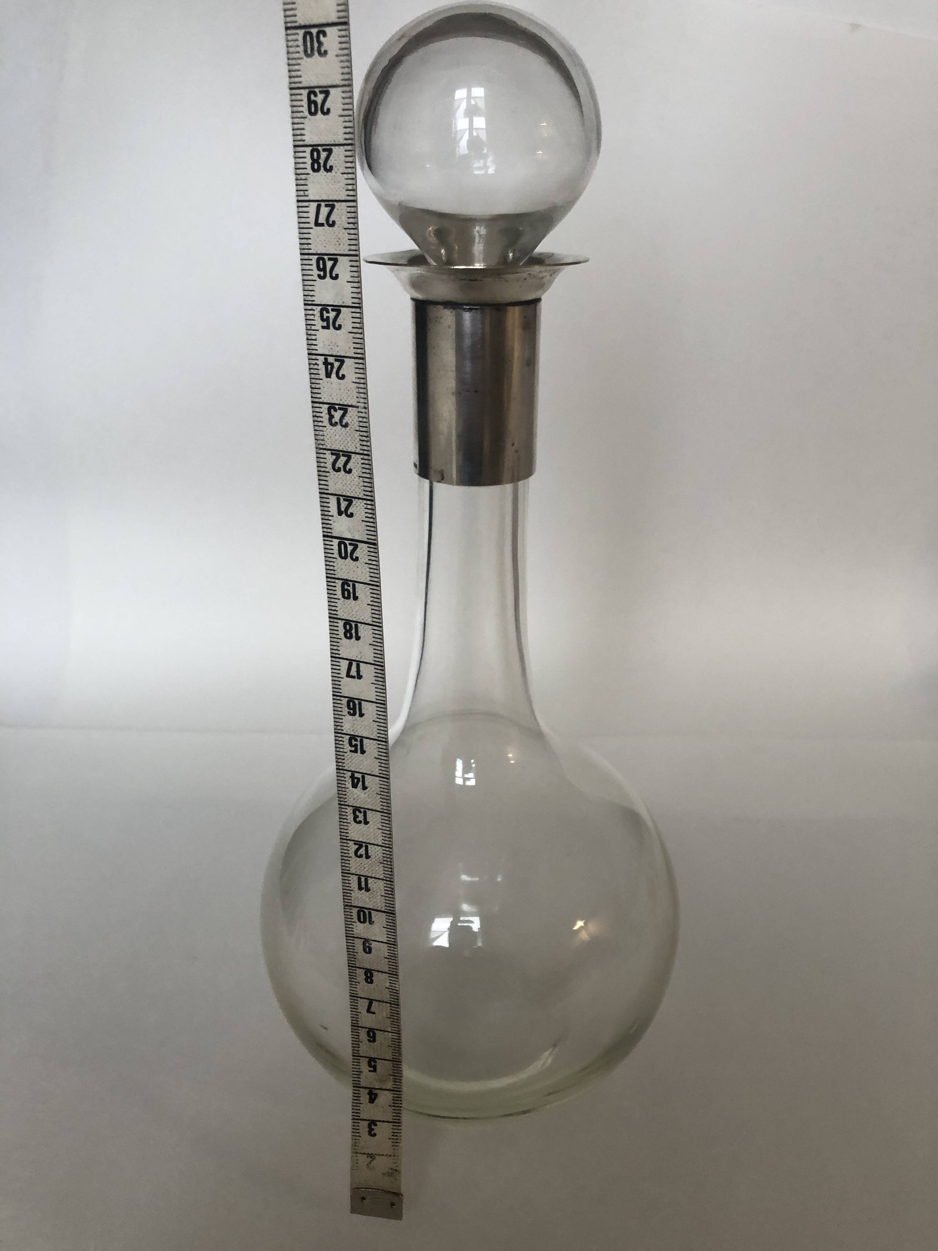 Silver-plated metal neck round carafe Saint Hilaire