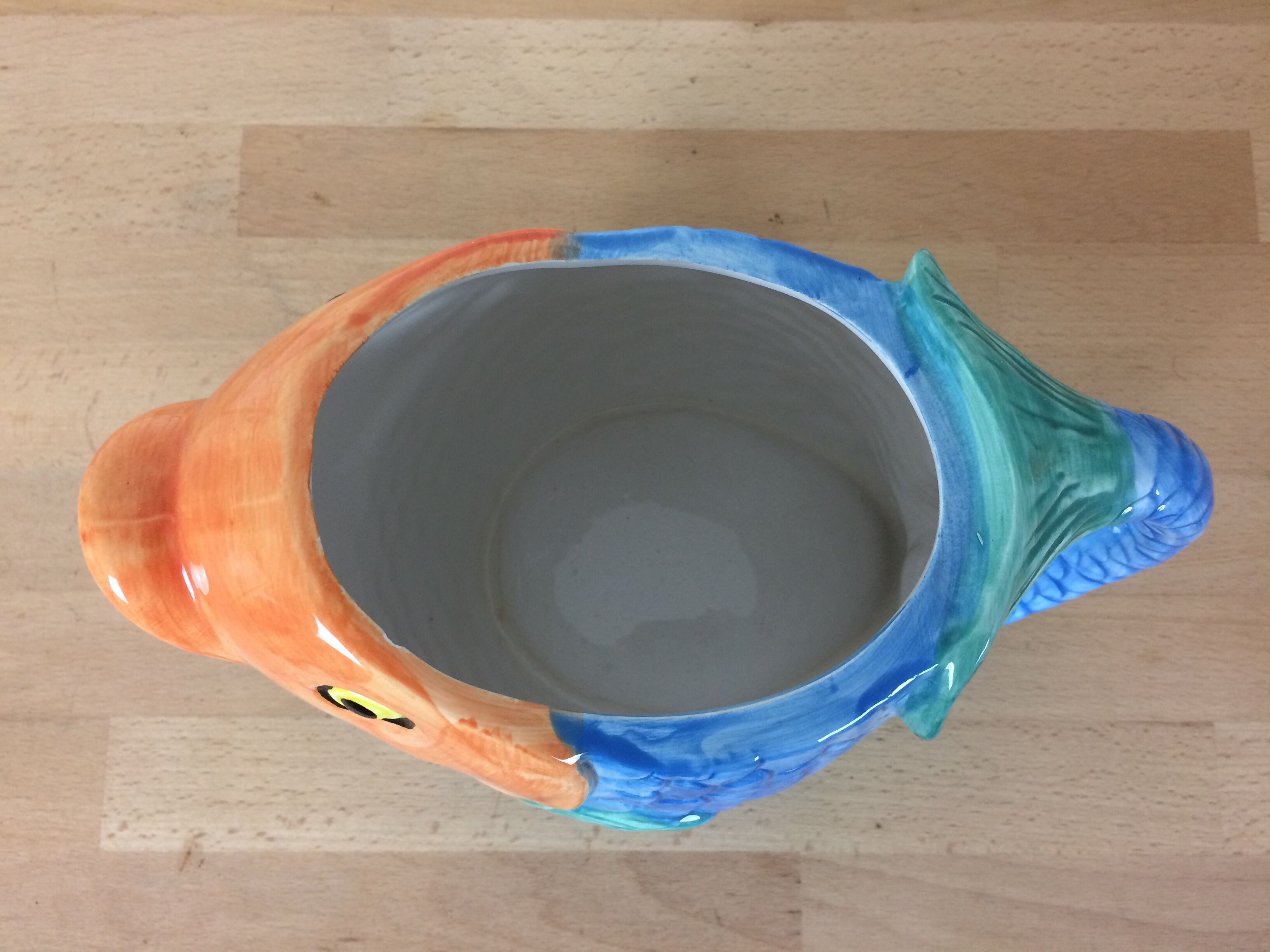 Pitcher fish zoomorphic barbotine