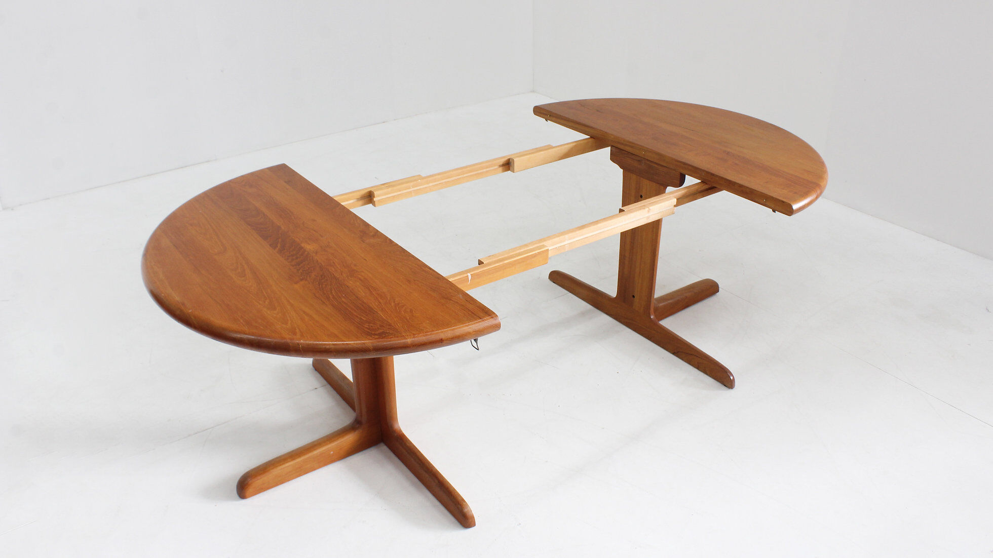 Vintage Danish round extendable dining table solid teak 1960s