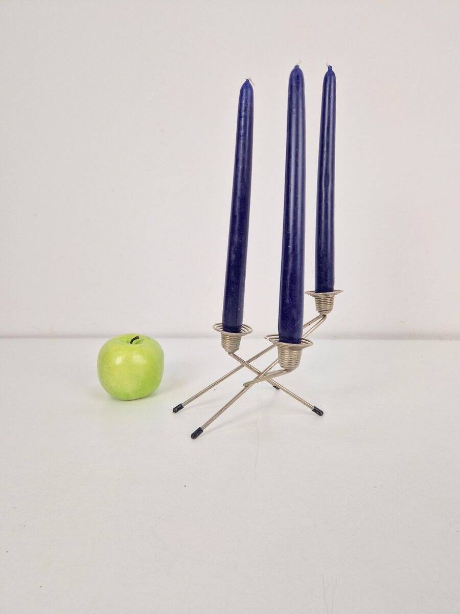 Postmodern Wire Spring Candleholder in Metal, 1980s