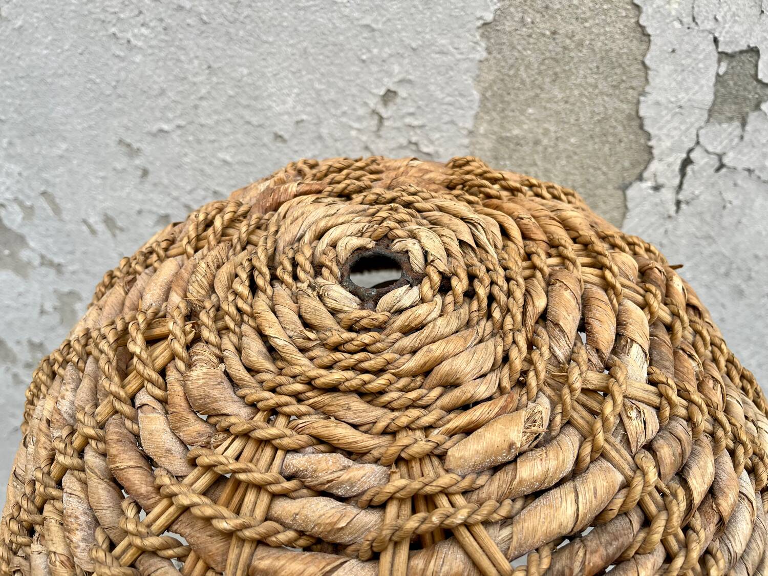 Vintage rattan tropical floor lamp