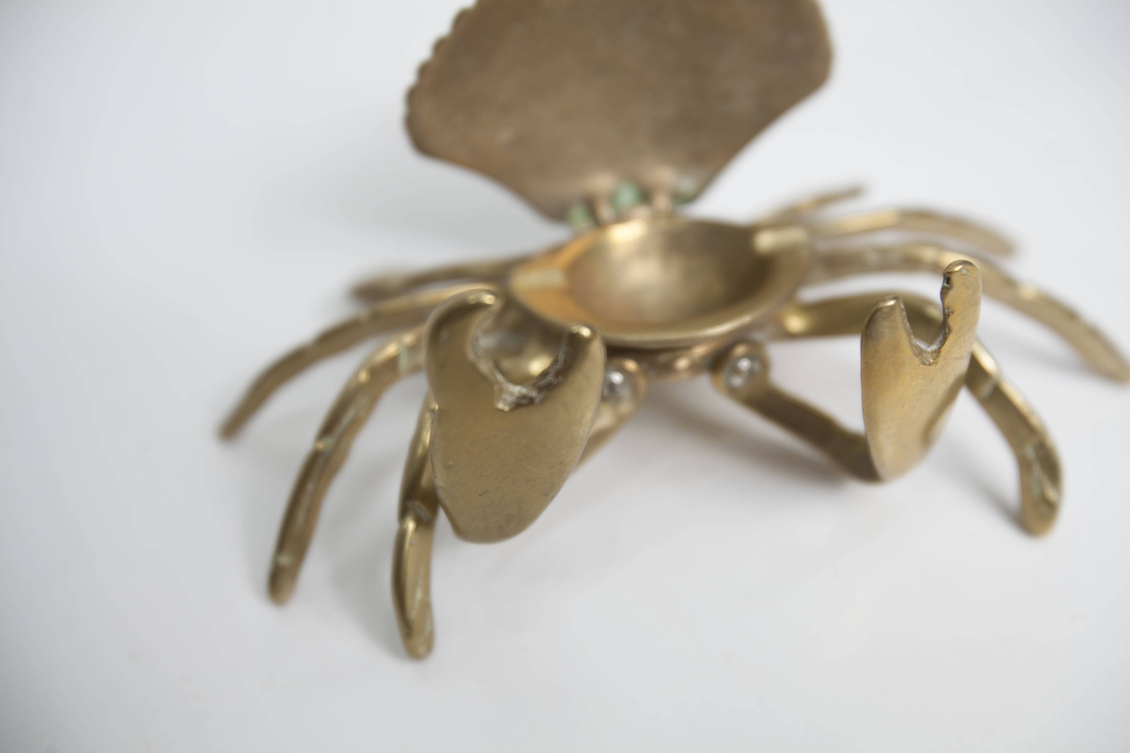 Solid brass crab ashtray 1960