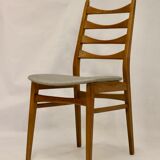 Set of 4 Scandinavian chairs year 50-60 restored anti-stain fabric gray cloud.