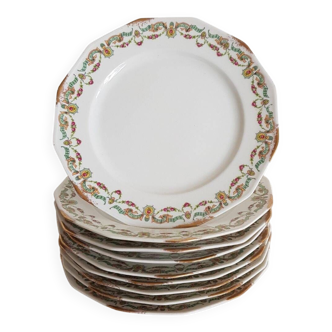 9 Assiettes à dessert porcelaine de limoge