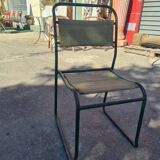 Series of 6 stackable military chairs modernist canvas and metal