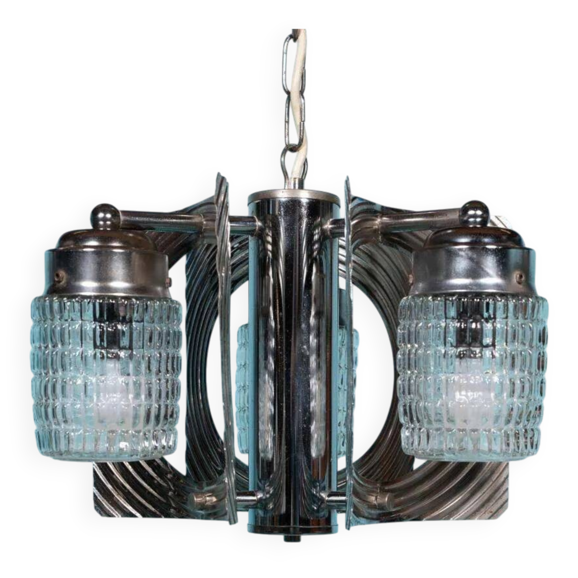 Vintage spatial chandelier, retro cascade suspension from the 60s/70s.