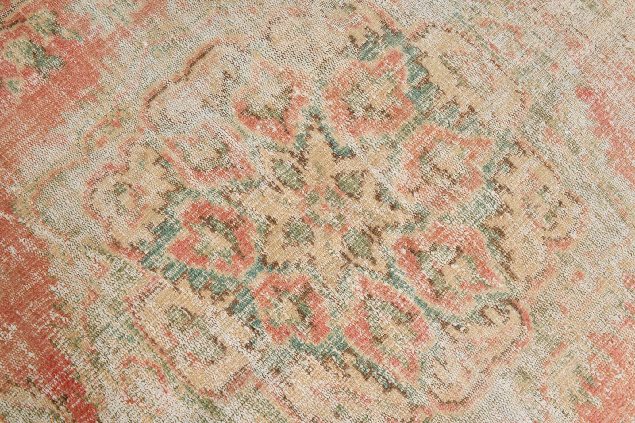 6x10 Peach Red Turkish Vintage Rug, 194x294Cm