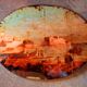 Old painting fixed under nineteenth century glass and vintage gilded frame