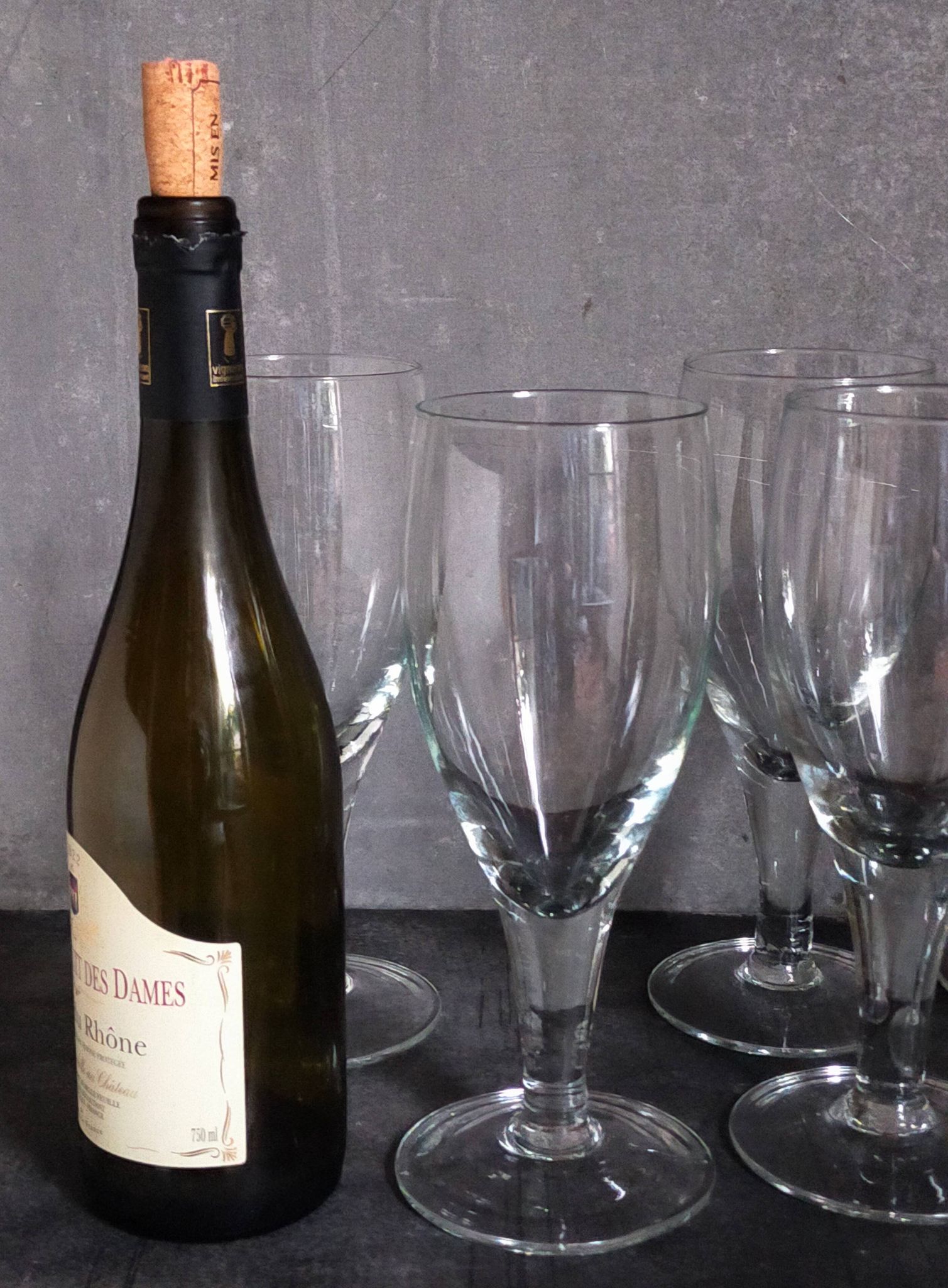 Six verres à pieds en verre soufflé XXL