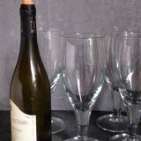 Six XXL blown glass stemmed glasses