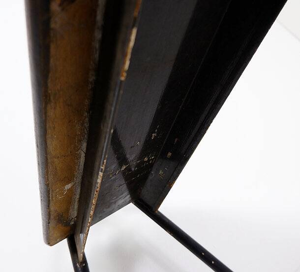Tubax Black wood and metal bench - Minimalist design - 1950s