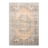 6x9 Peach & Navy Blue Classic Turkish Rug, 180x275Cm