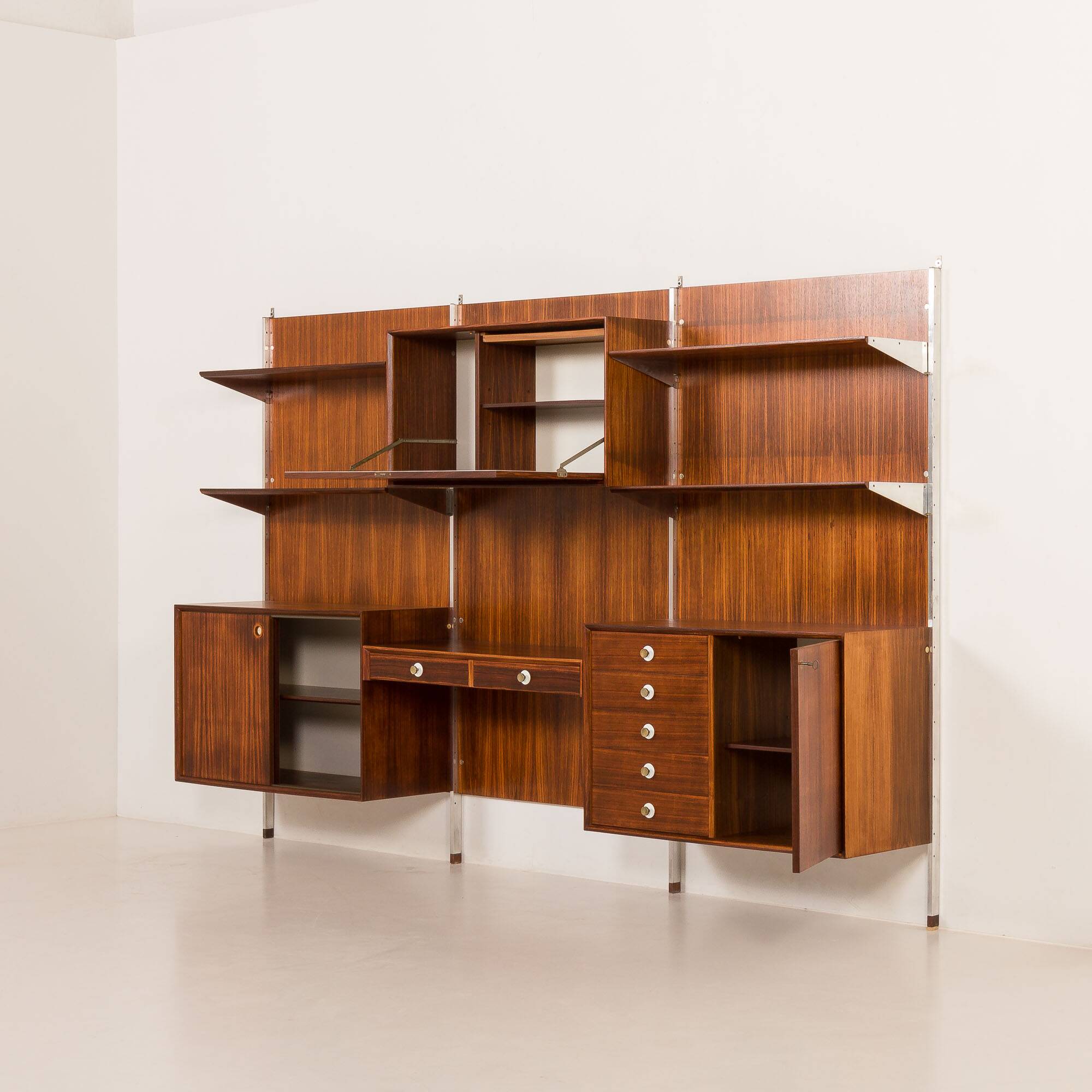 Italian mid century wall unit George Coslin for 3V Arredamenti, 1960s