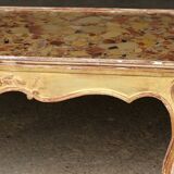 19th century coffee table. Gilded stucco and marble.