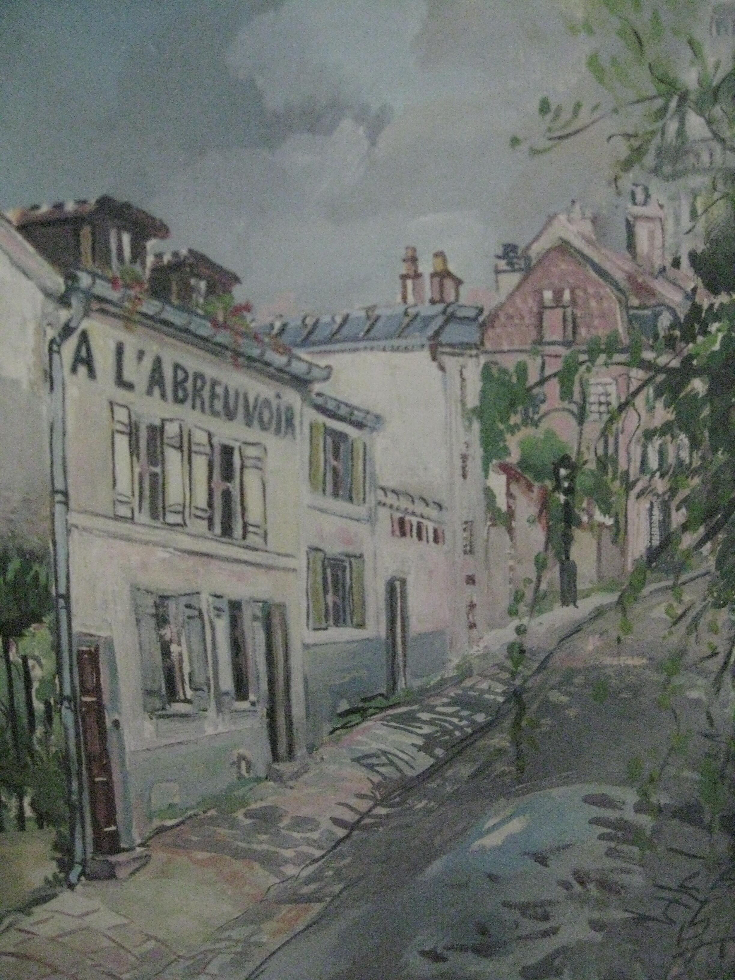 Painting oil painting Rue de Paris 16th 1967 G. De La Fabrègue