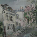 Painting oil painting Rue de Paris 16th 1967 G. De La Fabrègue