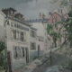 Painting oil painting Rue de Paris 16th 1967 G. De La Fabrègue