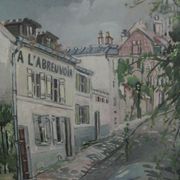 Painting oil painting Rue de Paris 16th 1967 G. De La Fabrègue