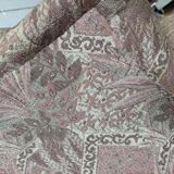 Fauteuil vintage rose clair à fleurs / fauteuil une place avec franges