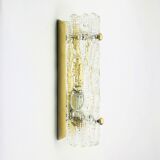 Pair of Scandinavian Glass & Brass Wall Lights/Sconces by Carl Fagerlund for Orrefors & Lyfa, 1960s