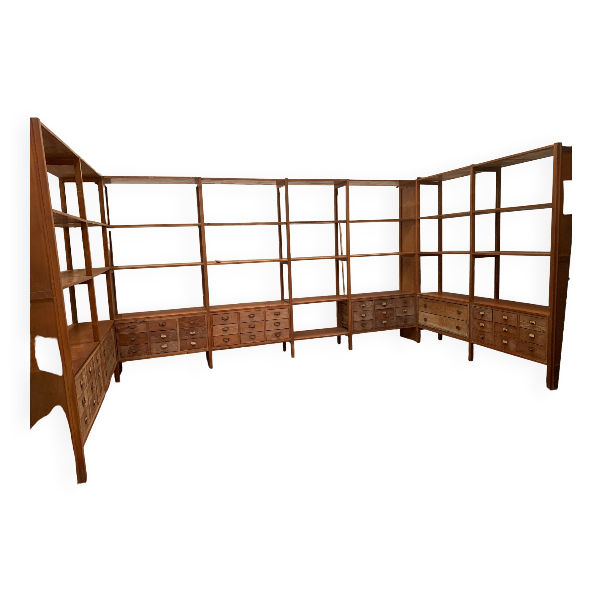 Bibliothèque modulable a casiers et tiroir en sapin massif XX siècle ...