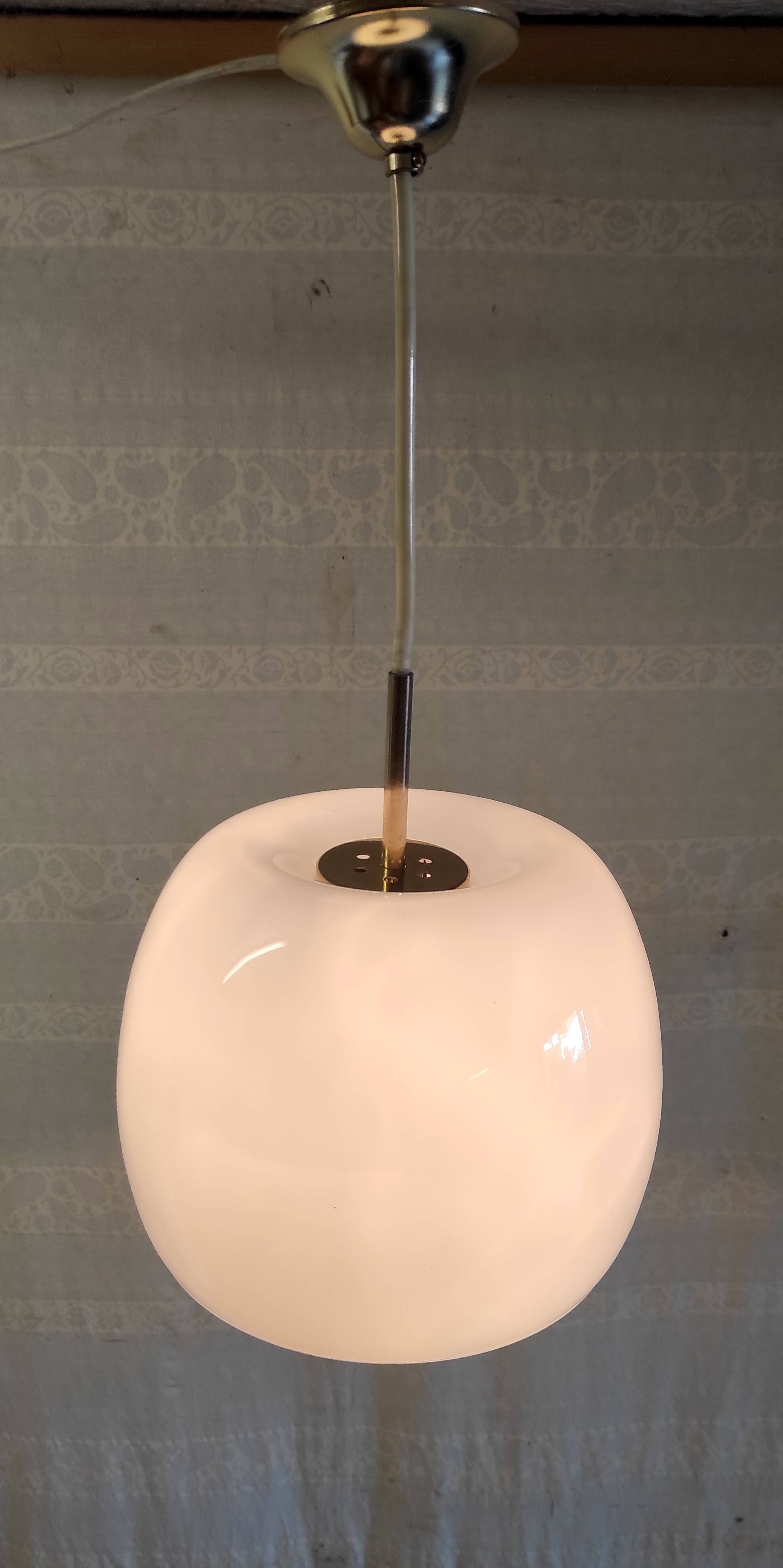 Opaline globe pendant light - mid-20th century