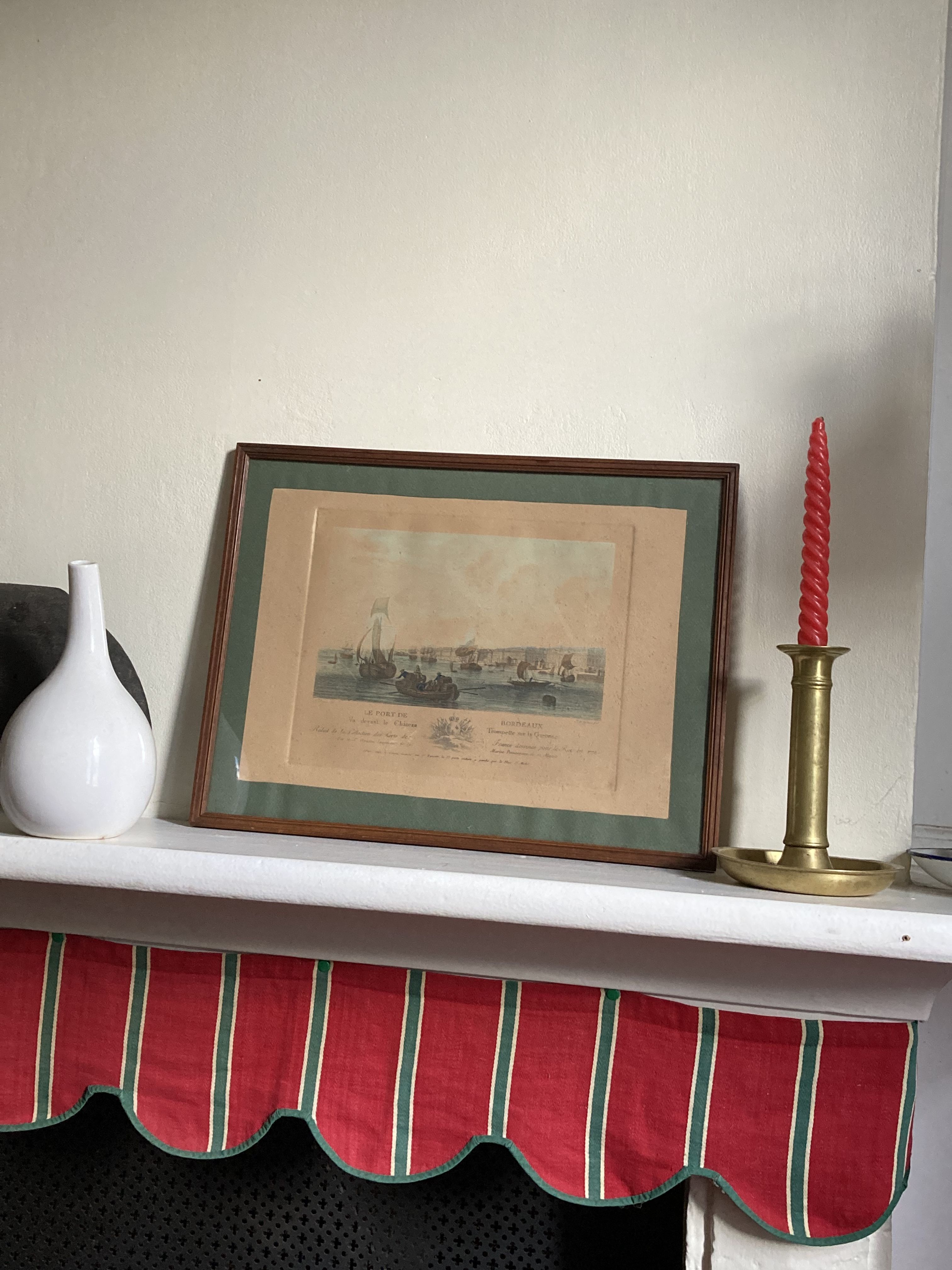 Framed antique engraving of the port of Bordeaux