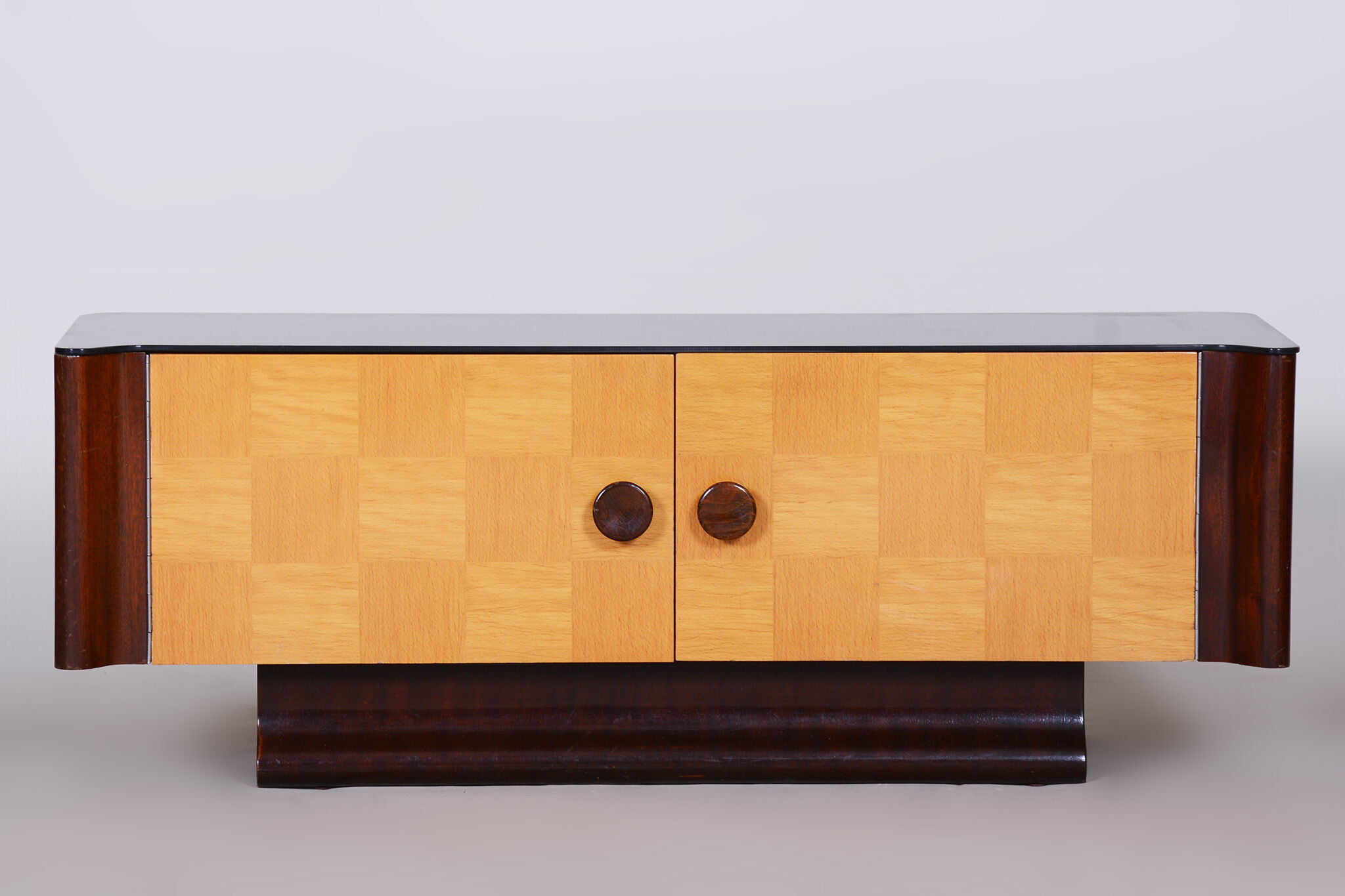 Artdeco small checkered inlay cabinet by Jindrich Halabala, Up Zavody, 1940s