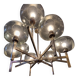 Timeless modern Scandinavian / mid-century chandelier in chrome and smoked glass.