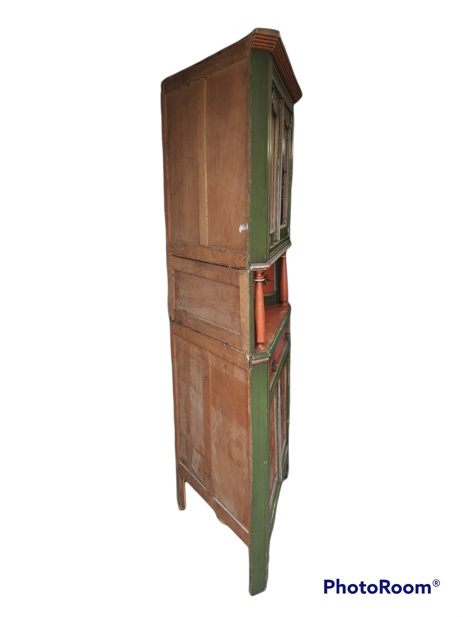 Hand-painted and signed notched cabinet