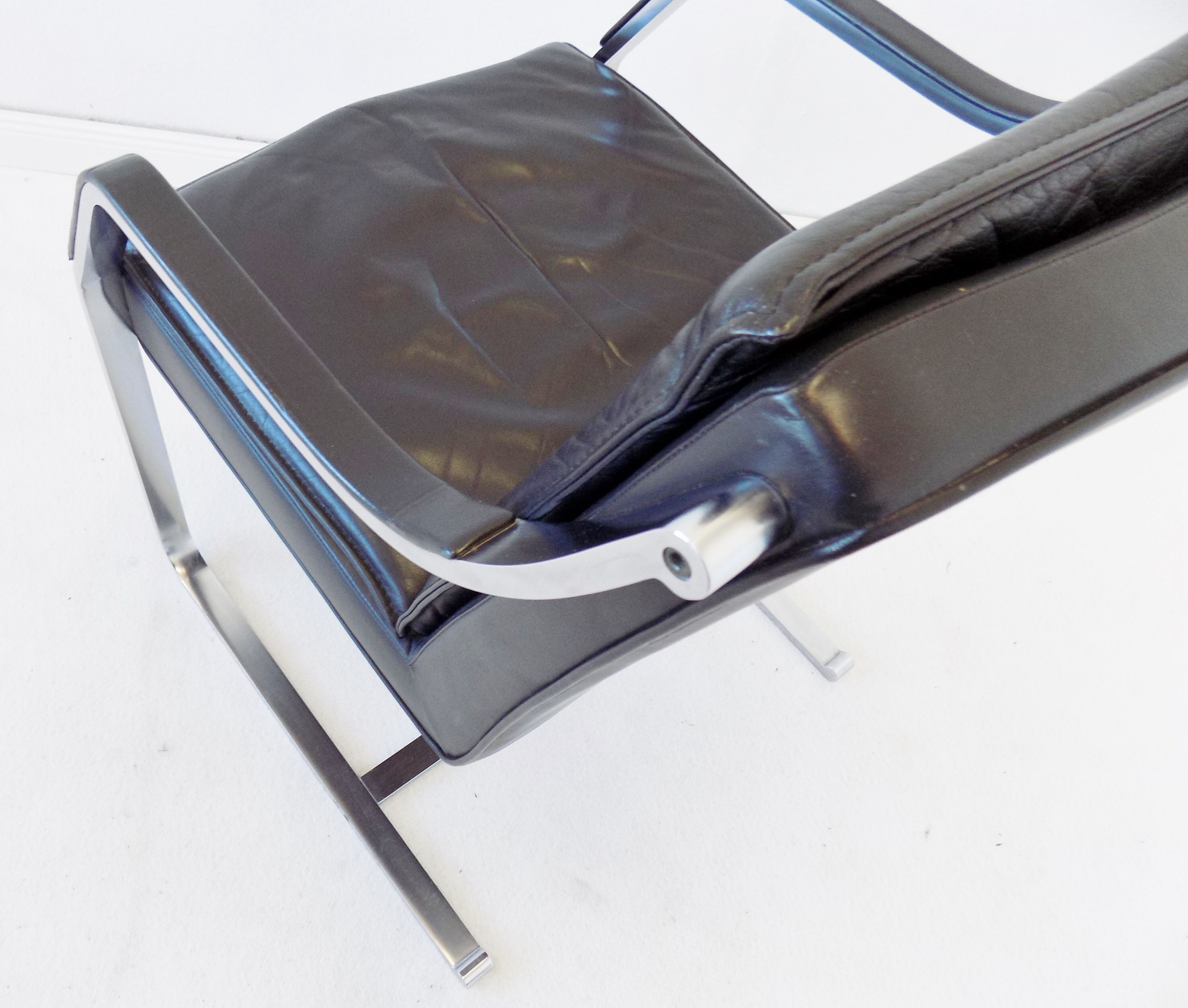 Fauteuil en cuir noir Knoll Art Collection par Rudolf B. Glatzel