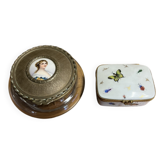 2 boites en porcelaine vers 1900, Limoges et Le Tallec