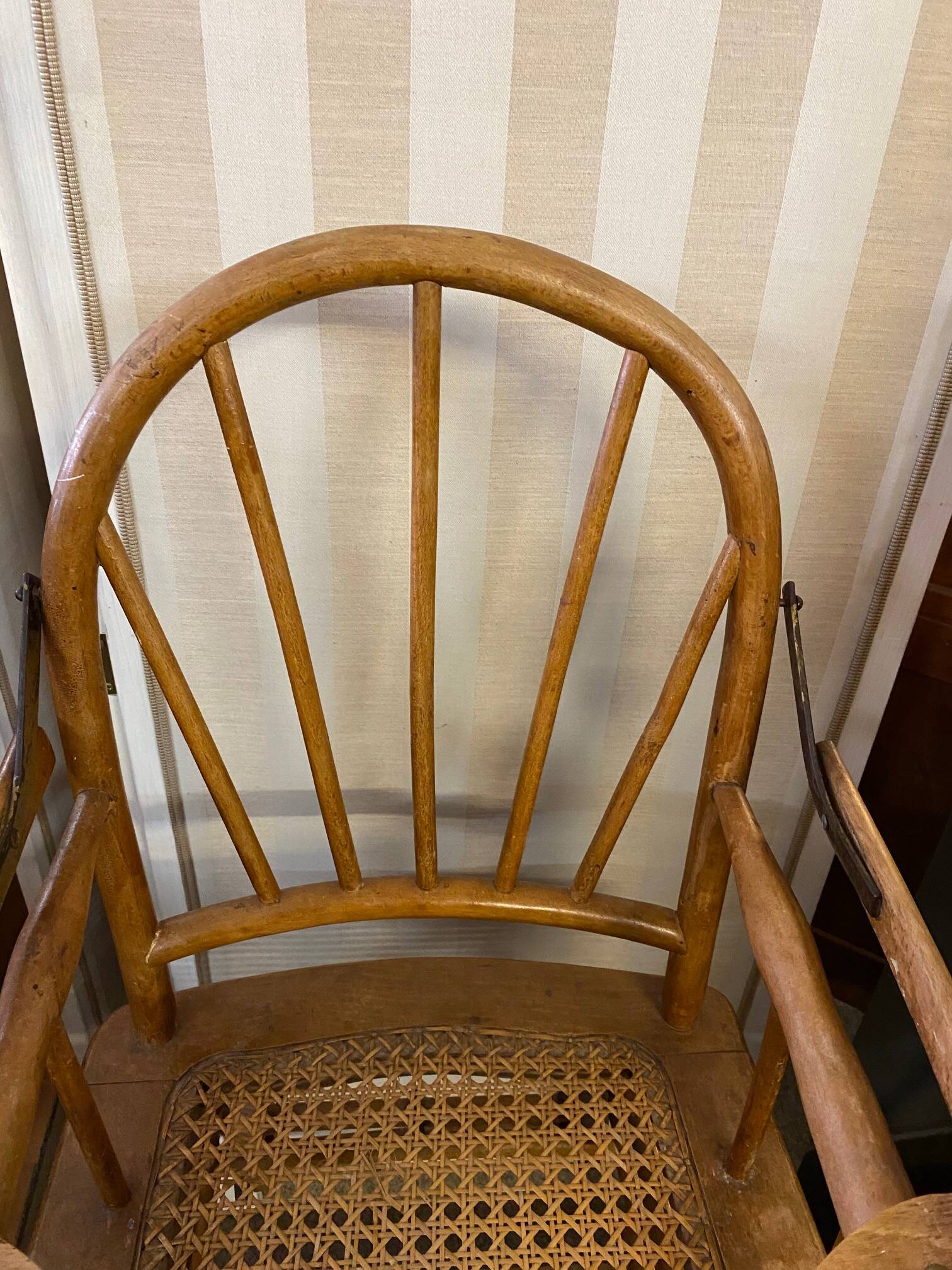 Baby high chair early 20th century thonet style curved wood and cane et you