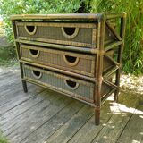Commode en bambou et rotin