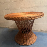 Table basse en rotin vintage