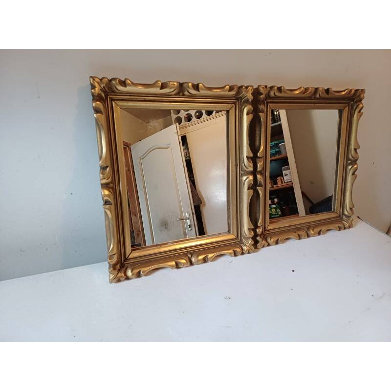 Pair of wood and gilded stucco mirrors