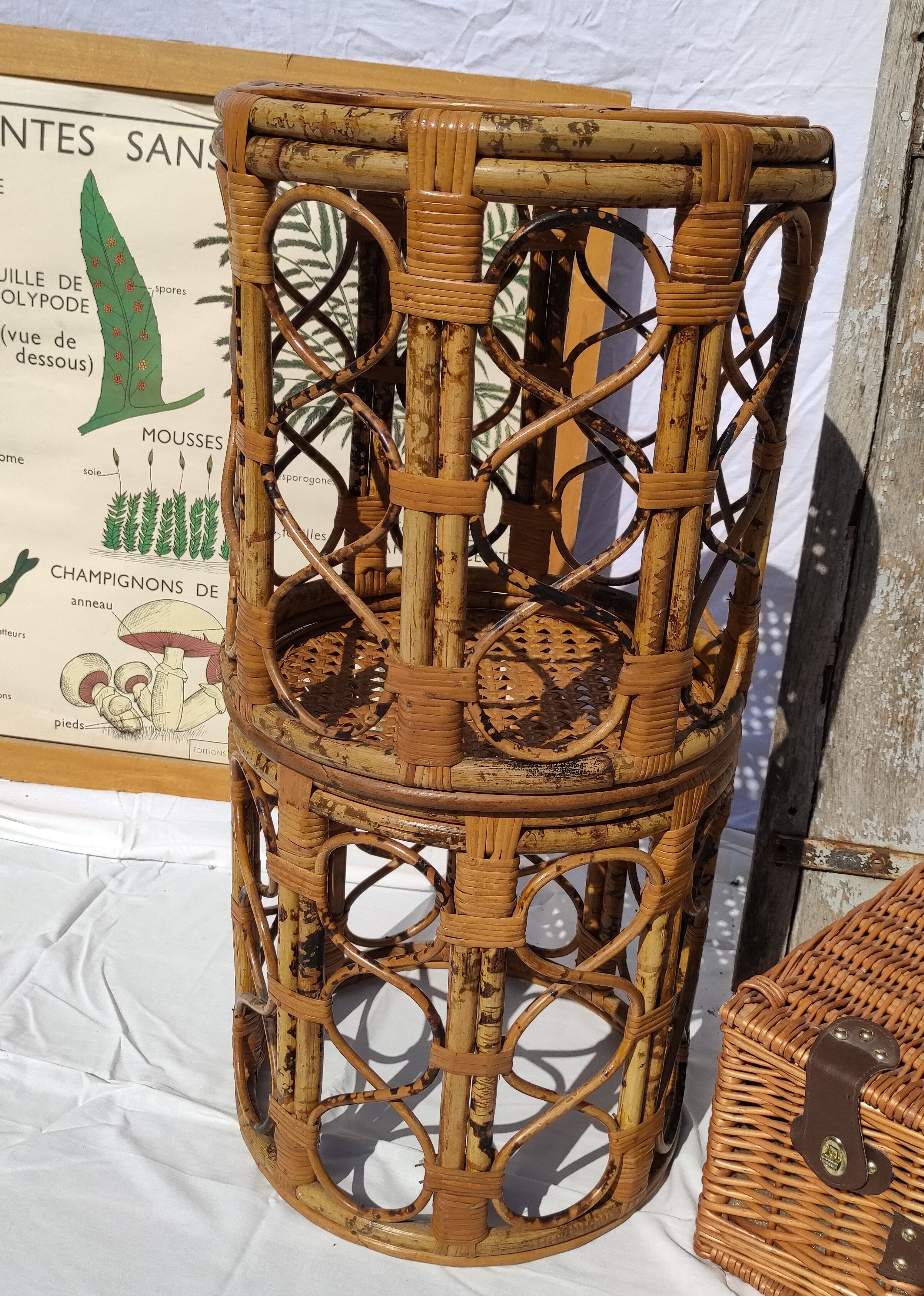 Tables d'appoint vintage en bambou et rotin