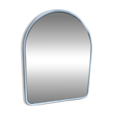 Vintage Space Age mirror / 70s rounded white tubular frame — 71 x 55