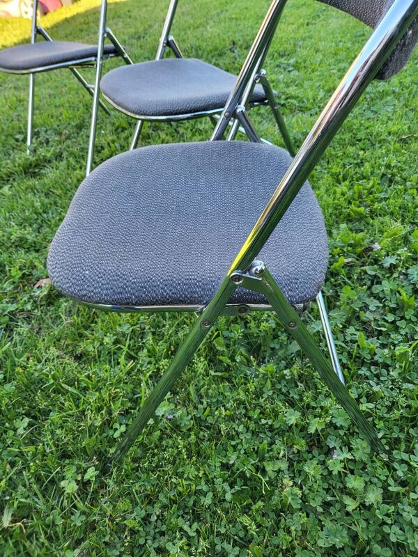 Serie de 4 serie de 4 chaises pliantes souvignet années  1970