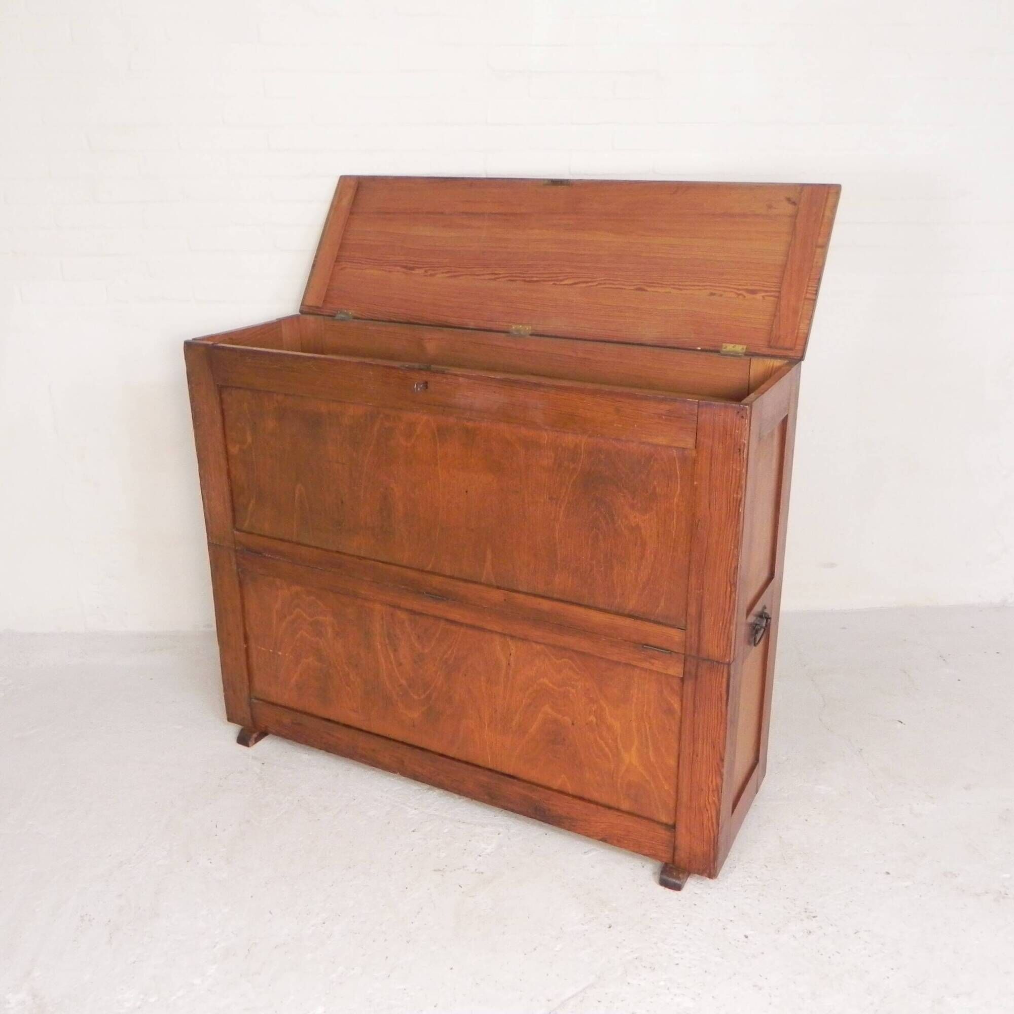 Pine school chart cabinet, architect's cabinet, map cabinet, 1930s