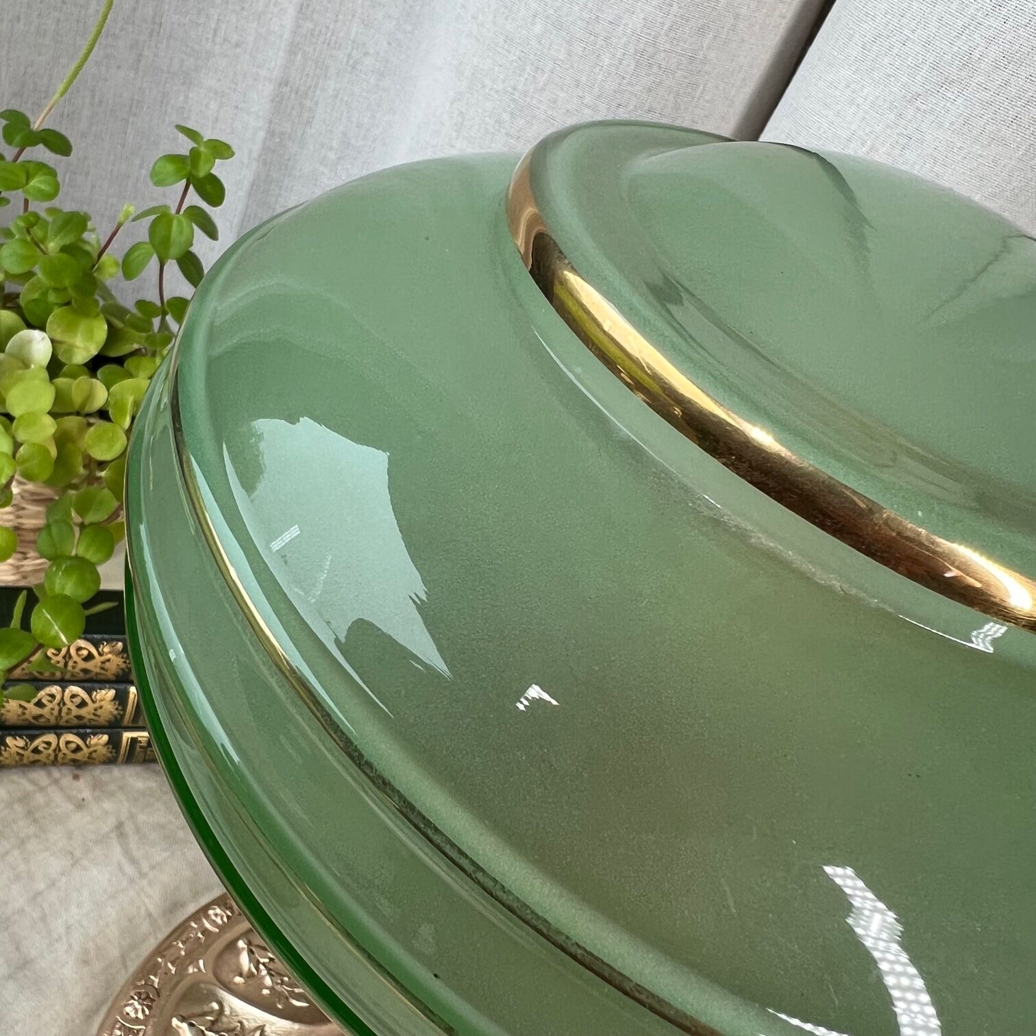 Art deco globe lamp and bronze foot