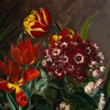 Floral composition in basket by H. Vaneyck- dated 1895