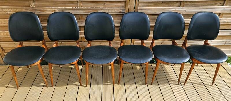6 "Pegasus" chairs by Pierre Guariche for Baumann, France, 1960s.