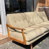 Canape daybed of the 60s in wood and wool