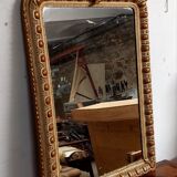 Antique gilded and lacquered mirror, original Napoleon III