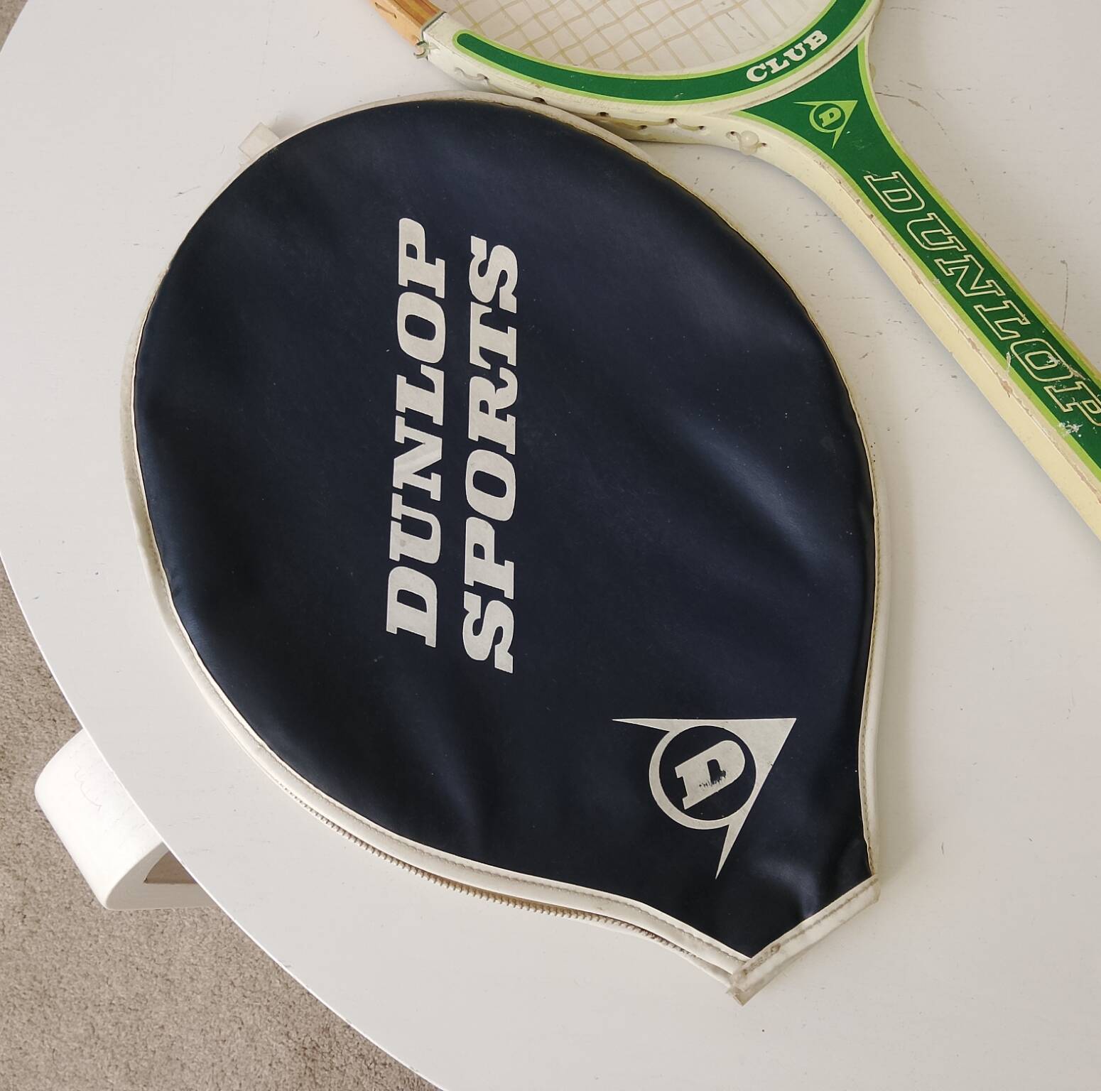 Vintage Dunlop Club tennis racket from the 1970s.