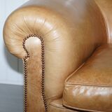 Victorian style vintage leather spring sofa